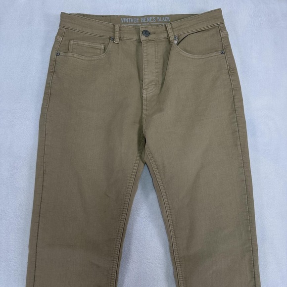 Vintage Genes Black Pants Men's 34x32 Khaki Slim Fit Stretch Casual Chino Modern - Picture 1 of 11